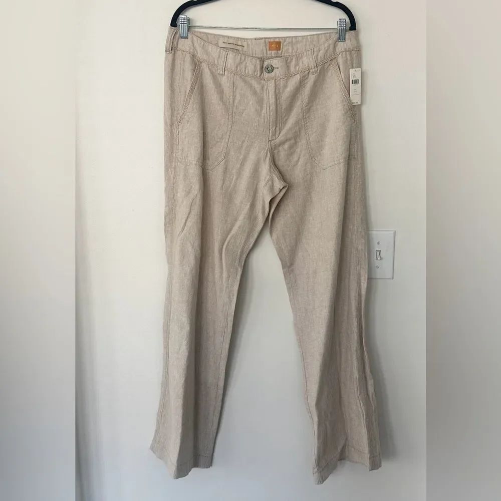Anthropologie Pilcro Linen Blend Tan Wide Legged Pants 14 (new)